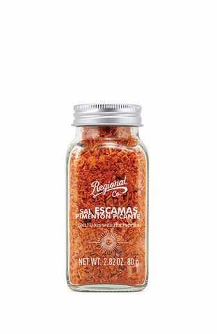 Regional Co. Sea Salt Flakes with Hot Paprika. Glass jar
