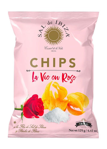 Sal de Ibiza Potato chips La Vie en Rose with Fleur de Sel and Rose Petals 125g