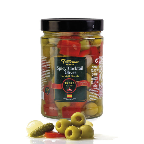 Torremar Spanish Spicy Cocktail Olives 580g Tapas Club