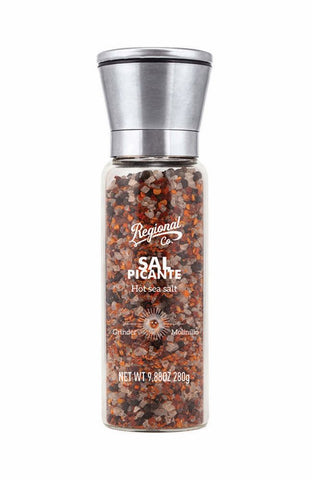 Regional Co. Hot Sea Salt. Deluxe Glass grinder