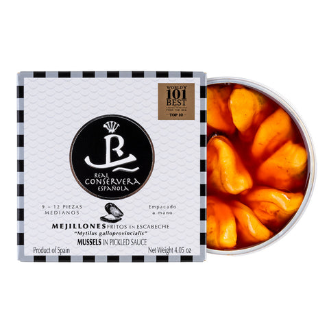 Real Conservera Española Mussels in Escabeche Pickled Sauce 9/12 medium pieces