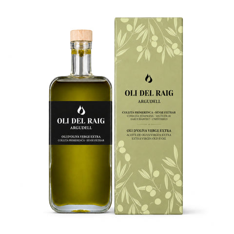 Llagrimes del Canigo Oli del Raig Early Harvest Unfiltered Monovarietal Argudell Extra Virgin Olive Oil in gift box 500ml