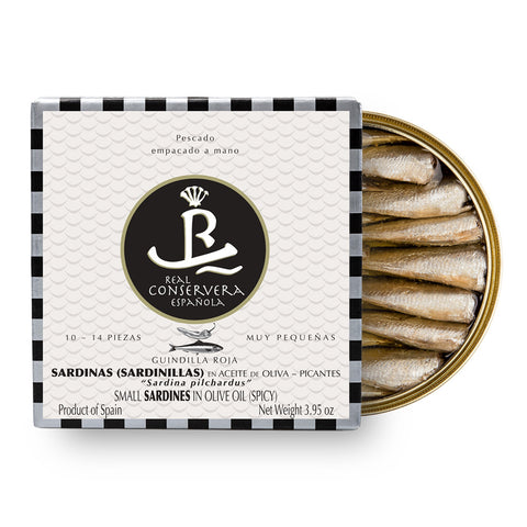 Real Conservera Española Small Sardines in Olive Oil Spicy 10/14