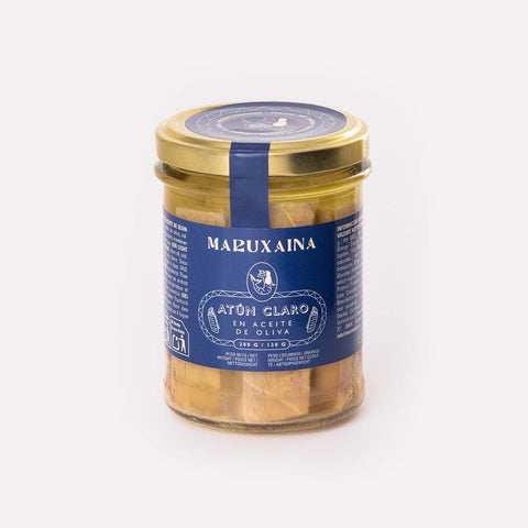 Maruxaina Yellowfin Light Tuna Fillets in Olive Oil jar