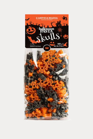 Antica Madia Orange and Black Halloween Skulls