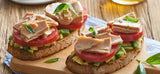 Ortiz Bonito del Norte Tomato avocado and Ortiz White Tuna in Olive Oil  toast