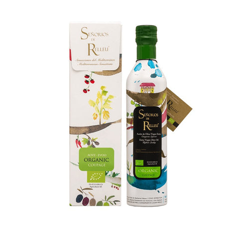 Señoríos de Relleu Organic Coupage Extra Virgin Olive Oil in Aluminum bottle 500 ml in Gift Box