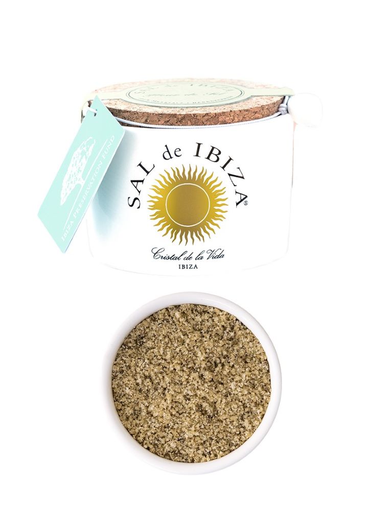 Sal de Fleur de Sel with herbs in Ceramic Jar Isla Blanca